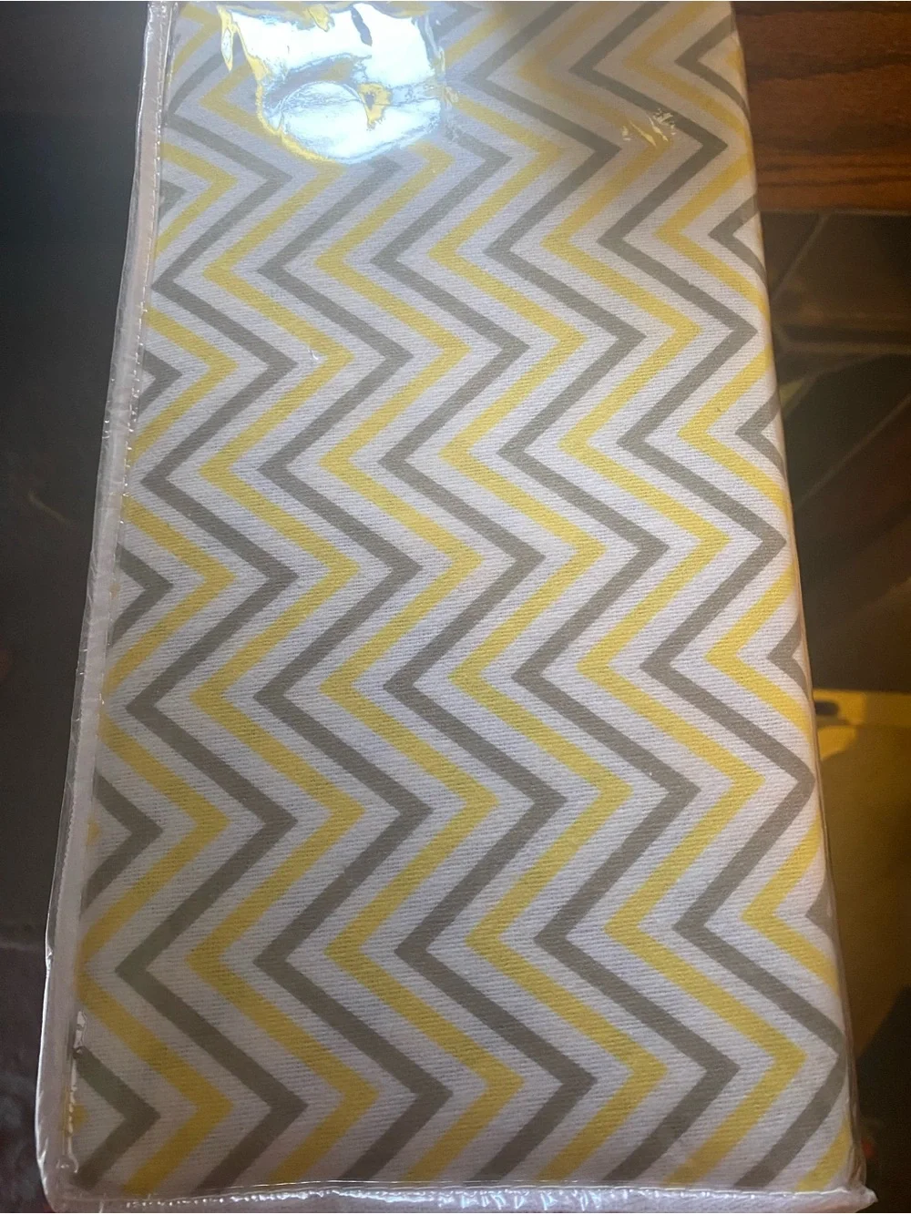 Flannel Sheet Set - Yellow & Gray Chevron (Full)